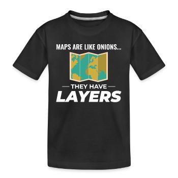 Couches cartographiques SIG Cartographie Données géographiques - T-shirt bio Premium Enfant - noir - Devant
