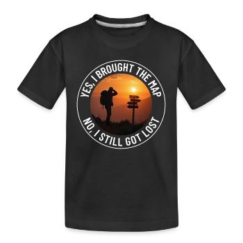 Outdoor Mapping Hiker Wegweiser Sonnenuntergang Abenteuer - Kinder Premium Bio T-Shirt - Schwarz - Vorne