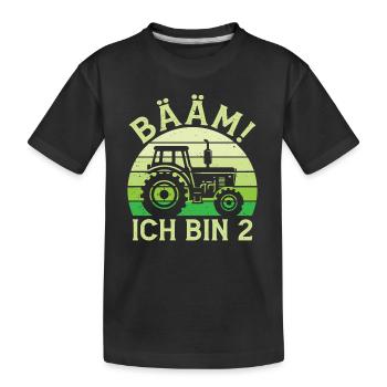 Ich bin 2 Jahre Drei Junge 2. Geburtstag Traktor - Kinder Premium Bio T-Shirt - Schwarz - Vorne