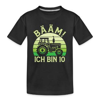 Ich bin 10 Jahre Drei Junge 10. Geburtstag Traktor - Kinder Premium Bio T-Shirt - Schwarz - Vorne