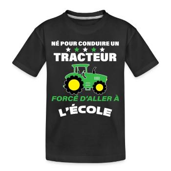 Tracteur et Ecole Cadeau original Garçon - T-shirt bio Premium Enfant - noir - Devant