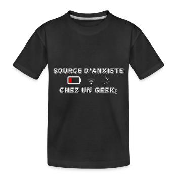 Source d Anxiété Chez un Geek - T-shirt bio Premium Enfant - noir - Devant