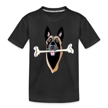 tête de malinois avec os - T-shirt bio Premium Enfant - noir - Devant