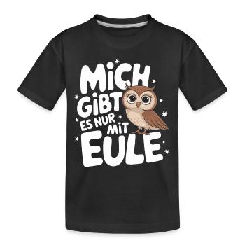 Nachteule Eule Eulen Vogel - Kinder Premium Bio T-Shirt - Schwarz - Vorne