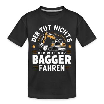 Conducteur d’excavatrice Ouvrier du bâtiment Machine de construction de chantier - T-shirt bio Premium Enfant - noir - Devant