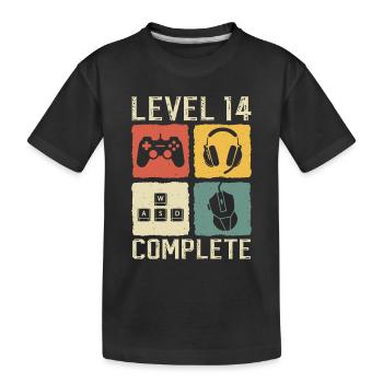 14. Geburtstag Level 14 Complete Gamer 14 Jahre - Kinder Premium Bio T-Shirt - Schwarz - Vorne