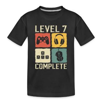 7th Birthday Level 7 Complete Gamer 7 Years - Kids' Premium Organic T-Shirt - black - Front
