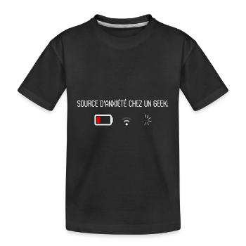 Source d anxiété chez un Geek - T-shirt bio Premium Enfant - noir - Devant