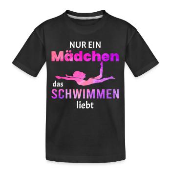 Mädchen das Schwimmen liebt Schwimmer Schwimmerin - Kinder Premium Bio T-Shirt - Schwarz - Vorne