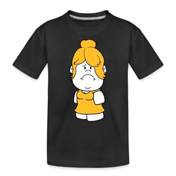 weiblich huebsch grosser kopf kleine frau maedchen - Kinder Premium Bio T-Shirt - Schwarz - Vorne