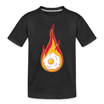 feu chaud flammes brûler torche oeuf au plat cuire - T-shirt bio Premium Enfant - noir - Devant