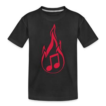 musiknote brennen feuer flammen heiss fackel zeich - Kinder Premium Bio T-Shirt - Schwarz - Vorne
