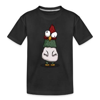 Verrücktes Huhn mit großen Augen - Kinder Premium Bio T-Shirt - Schwarz - Vorne