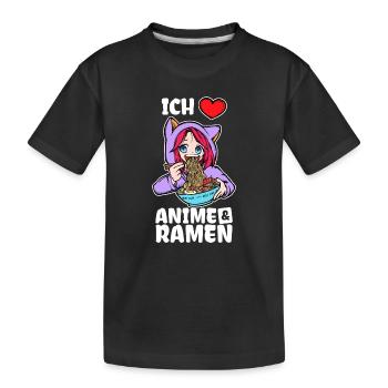 Ich Liebe Anime Ramen Herz Statement Manga - Kinder Premium Bio T-Shirt - Schwarz - Vorne