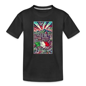 Sizilien Italien Kunst Design - Kinder Premium Bio T-Shirt - Schwarz - Vorne