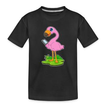 Flamingo Smartphone - Kids' Premium Organic T-Shirt - black - Front