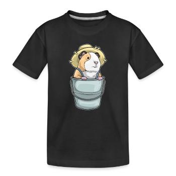 Meerschweinchen Landwirt Eimer Bauernhof - Kinder Premium Bio T-Shirt - Schwarz - Vorne