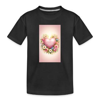 Best Mum Heart with Flower Wreath - Kids' Premium Organic T-Shirt - black - Front