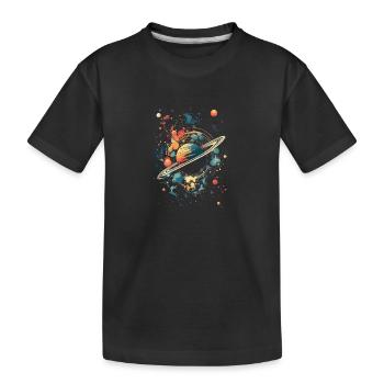 Surrealistische Planeten mit Saturn - Kinder Premium Bio T-Shirt - Schwarz - Vorne