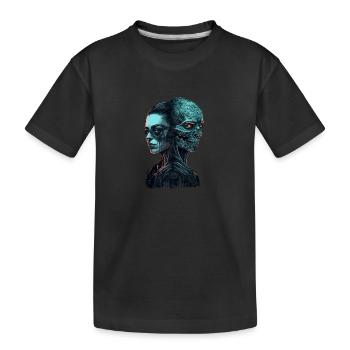 Beau squelette cyborg gothique femme deux visages - T-shirt bio Premium Enfant - noir - Devant