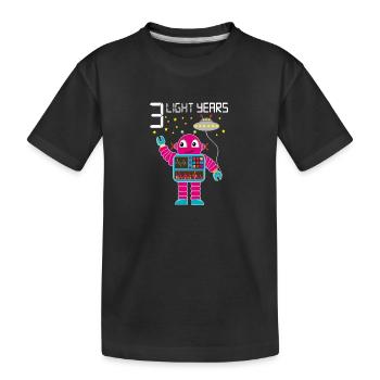 Robot congratulates 3 light years old three years - Kids' Premium Organic T-Shirt - black - Front