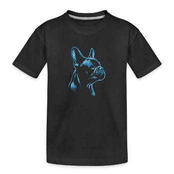 Französische Bulldogge blau - Kinder Premium Bio T-Shirt - Schwarz - Vorne