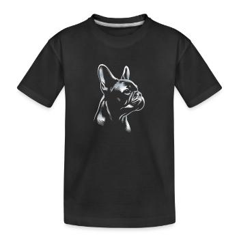 Bouledogue Français dessin tête argent - T-shirt bio Premium Enfant - noir - Devant