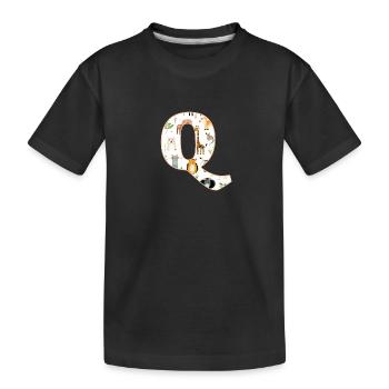 Letter Q, Monogram, Animal Print - Kids' Premium Organic T-Shirt - black - Front