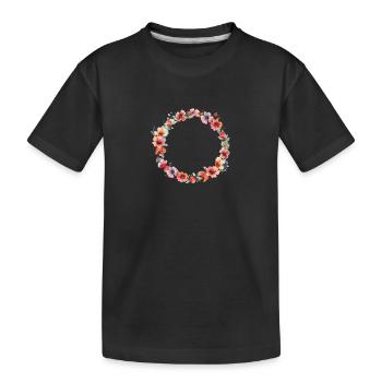 Personalisierbarer Blumen, Kreis, bunt - Kinder Premium Bio T-Shirt - Schwarz - Vorne