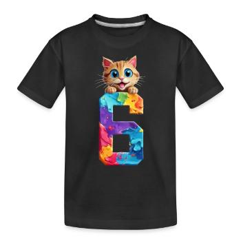 6 YEARS OLD CAT 6TH BIRTHDAY - Kids' Premium Organic T-Shirt - black - Front