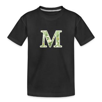 Buchstabe M, Monogramm, Blumenmuster - Kinder Premium Bio T-Shirt - Schwarz - Vorne