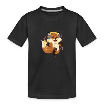 Fuchs hört Musik und tanzt - Kinder Premium Bio T-Shirt - Schwarz - Vorne