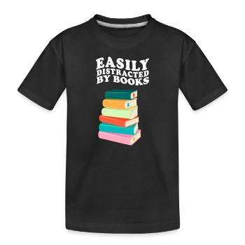 Facilement distrait par les livres Rétro Vintage Lecture - T-shirt bio Premium Enfant - noir - Devant
