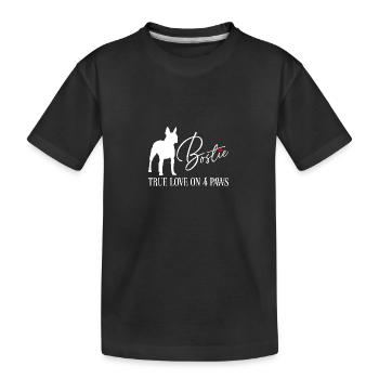 Bostie wahre Liebe auf vier Pfoten - Kinder Premium Bio T-Shirt - Schwarz - Vorne