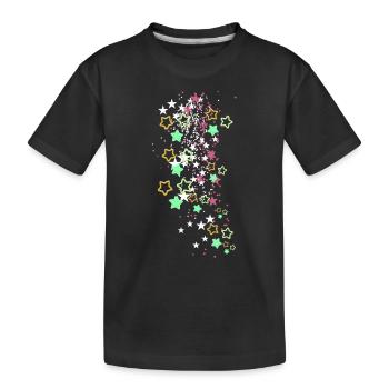 Stars, Sequins, Pink, Star, Colorful Stars - Kids' Premium Organic T-Shirt - black - Front