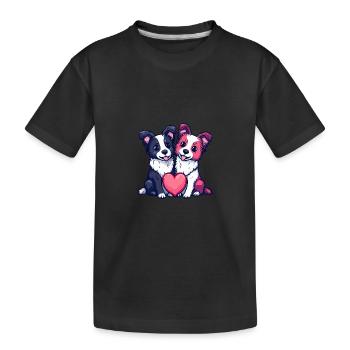 Border Collie Chiens Couple Amour Saint Valentin - T-shirt bio Premium Enfant - noir - Devant