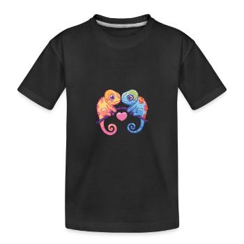 Chameleon Paar Liebe Valentinstag - Kinder Premium Bio T-Shirt - Schwarz - Vorne