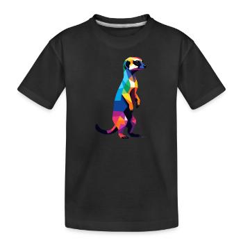Erdmännchen in großen Pixeln Cool, Savannah Bunt - Kinder Premium Bio T-Shirt - Schwarz - Vorne