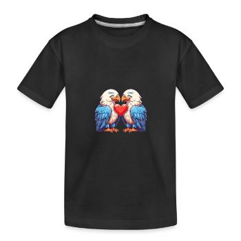 Adler Paar Liebe Valentinstag - Kinder Premium Bio T-Shirt - Schwarz - Vorne