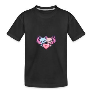 Fledermaus Paar Liebe Valentinstag - Kinder Premium Bio T-Shirt - Schwarz - Vorne
