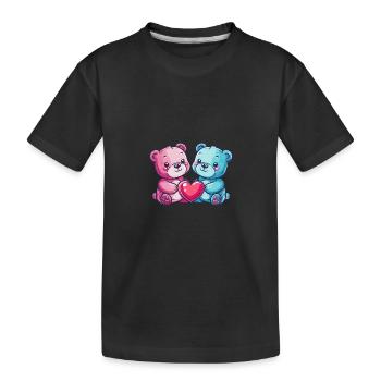 Bär Paar Liebe Valentinstag - Kinder Premium Bio T-Shirt - Schwarz - Vorne