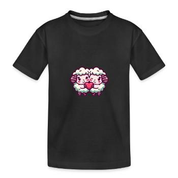 Schaf Paar Liebe Valentinstag - Kinder Premium Bio T-Shirt - Schwarz - Vorne