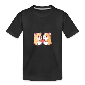 Hamster Paar Liebe Valentinstag - Kinder Premium Bio T-Shirt - Schwarz - Vorne