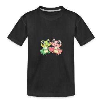 Frosch Paar Liebe Valentinstag - Kinder Premium Bio T-Shirt - Schwarz - Vorne