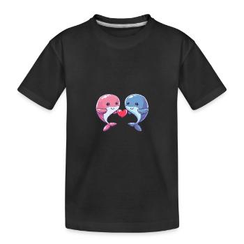 Wal Paar Liebe Valentinstag - Kinder Premium Bio T-Shirt - Schwarz - Vorne