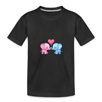 Elefant Paar Liebe Valentinstag - Kinder Premium Bio T-Shirt - Schwarz - Vorne