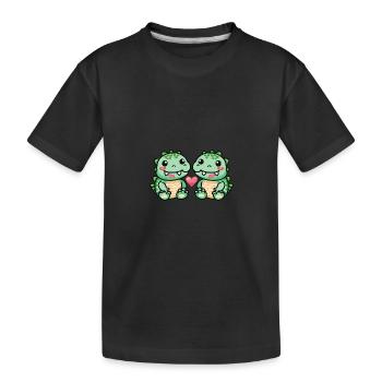 Alligator Paar Liebe Valentinstag - Kinder Premium Bio T-Shirt - Schwarz - Vorne