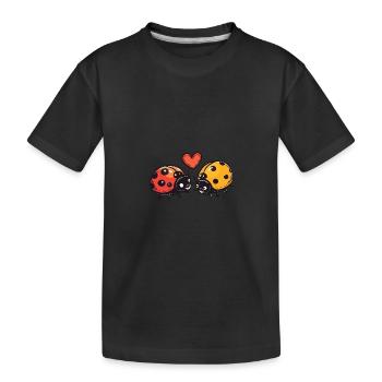 Marienkäfer Paar Liebe Valentinstag - Kinder Premium Bio T-Shirt - Schwarz - Vorne