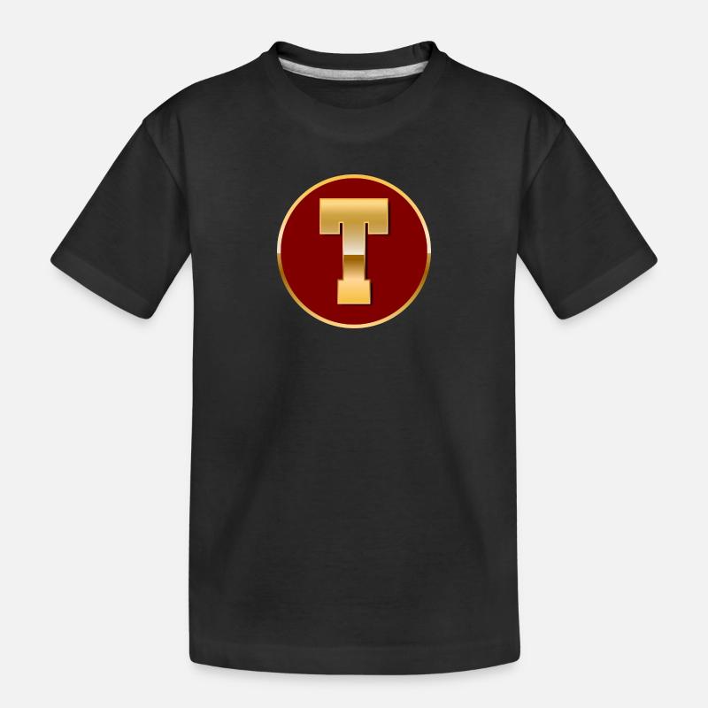 Buchstabe T - Kinder Premium Bio T-Shirt - Schwarz