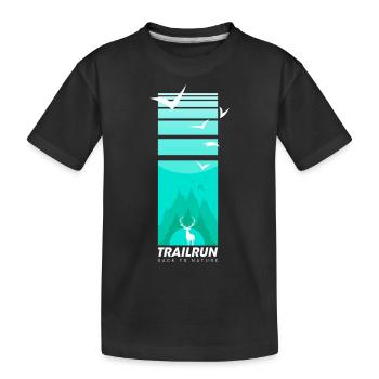 Trailrun Wildnis Hirsch - Kinder Premium Bio T-Shirt - Schwarz - Vorne